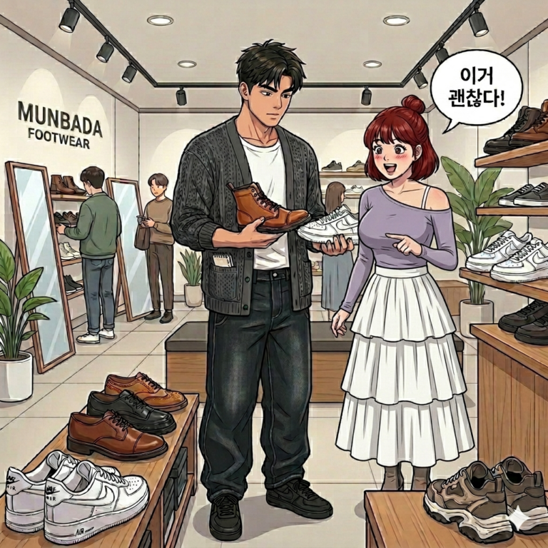 문바다와 여자친구가 신발을 분석하는 상황 2