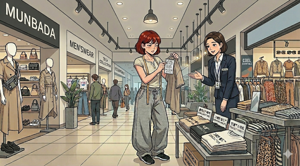 2025년 여름 소재들보다 이름이 조금 더 어려워져서 당황스러운 여자 문바다이다
앞에 직원이 상세히 설명중이다