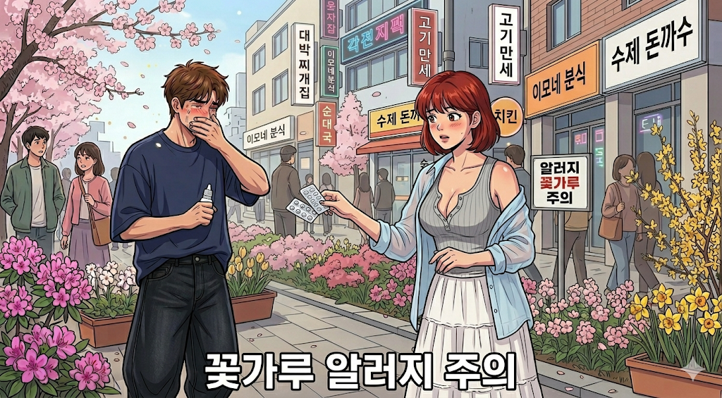 알러지가 있는 우리 문바다 커플
둘 다 알러지약을 챙겨다녀서 서로 챙겨주는 모습이다