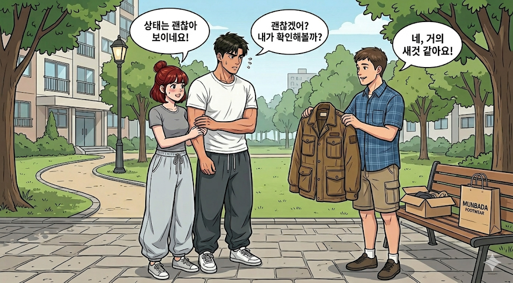 온라인 리셀 플랫폼을 이용해서 직거래 중인 문바다 커플