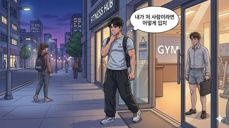 옷차림이 이상한 사람을 본 문바다이다. 어떻게 입어야했을지 고민을 해본다