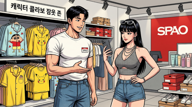 문바다 즉 스파브랜드 현직자가 패션크리에이터를 응대중이다