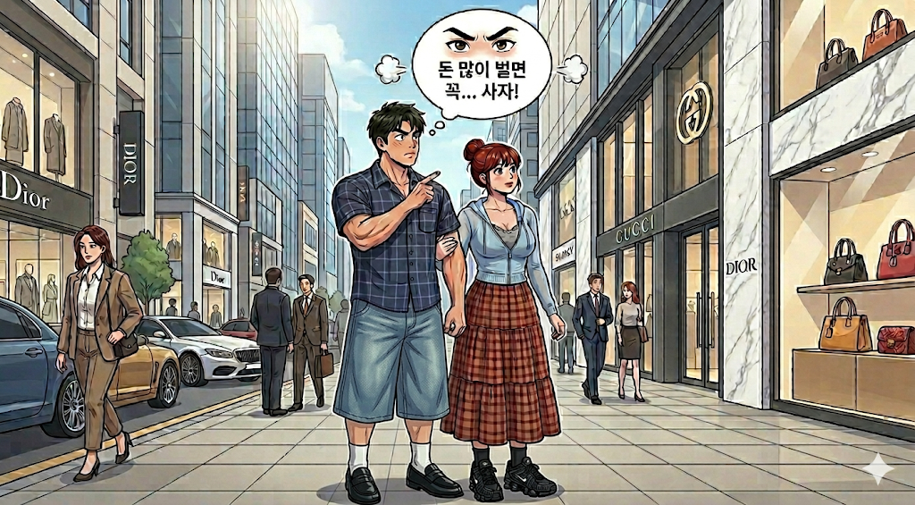 명품 백화점을 보면서 다짐을 하는 문바다 커플