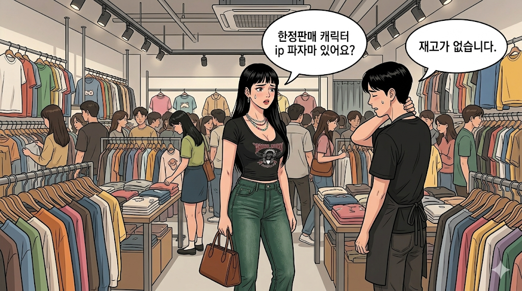 어렵게 들어간 팝업 스토어 이미 리셀러들이 한바탕 하고 간 후이다.