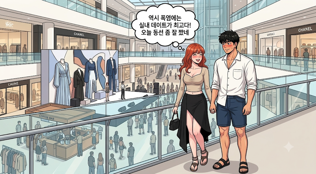 폭염 실내 데이트를 선택해서 낯에도 데이트를 맘껏 즐기는 문바다 커플